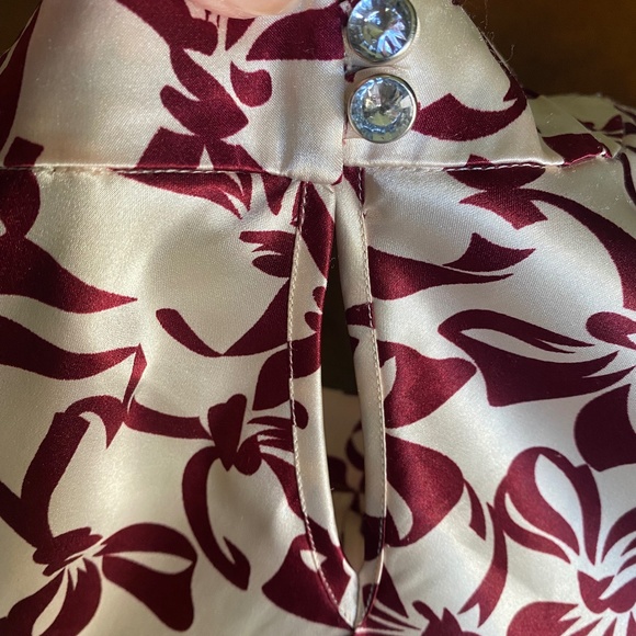 BCBGMaxAzria top short puff sleeve silky printed keyhole pullover Small - Picture 12 of 16